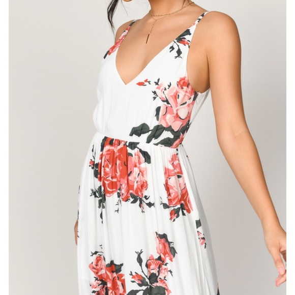 In Mind Ivory Multi Rose Print Maxi Dress - Picture 2 of 6
